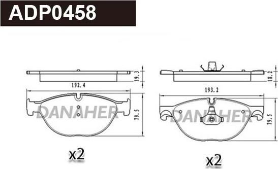 Danaher ADP0458 - Гальмівні колодки, дискові гальма autozip.com.ua