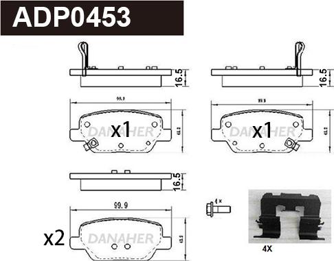 Danaher ADP0453 - Гальмівні колодки, дискові гальма autozip.com.ua