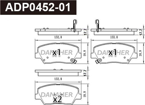 Danaher ADP0452-01 - Гальмівні колодки, дискові гальма autozip.com.ua