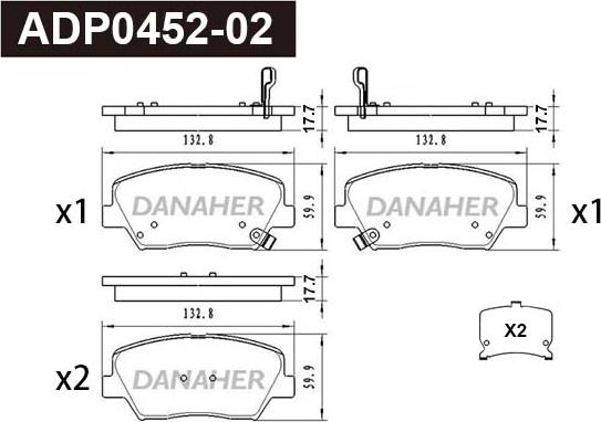 Danaher ADP0452-02 - Гальмівні колодки, дискові гальма autozip.com.ua