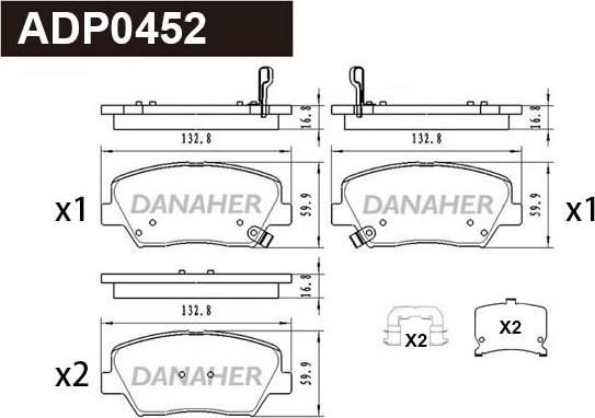 Danaher ADP0452 - Гальмівні колодки, дискові гальма autozip.com.ua