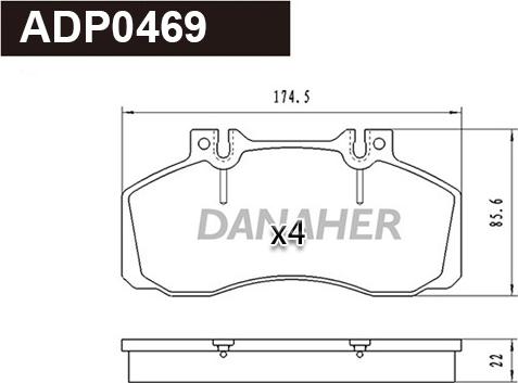 Danaher ADP0469 - Гальмівні колодки, дискові гальма autozip.com.ua