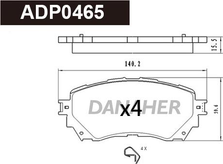 Danaher ADP0465 - Гальмівні колодки, дискові гальма autozip.com.ua