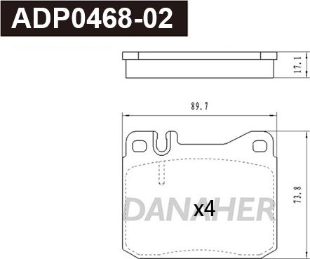 Danaher ADP0468-02 - Гальмівні колодки, дискові гальма autozip.com.ua