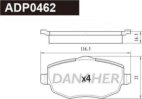 Danaher ADP0462 - Гальмівні колодки, дискові гальма autozip.com.ua