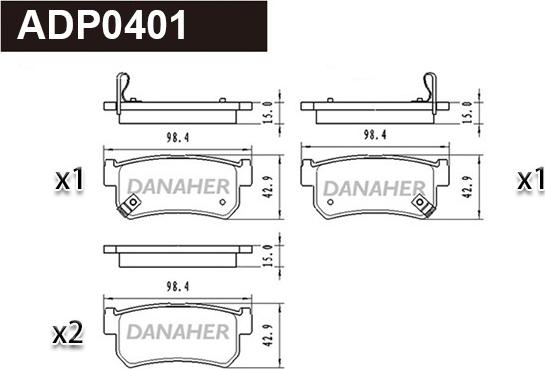 Danaher ADP0401 - Гальмівні колодки, дискові гальма autozip.com.ua