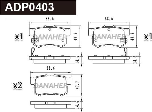 Danaher ADP0403 - Гальмівні колодки, дискові гальма autozip.com.ua