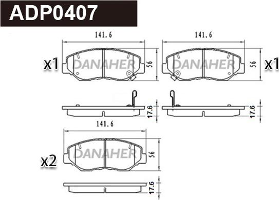 Danaher ADP0407 - Гальмівні колодки, дискові гальма autozip.com.ua