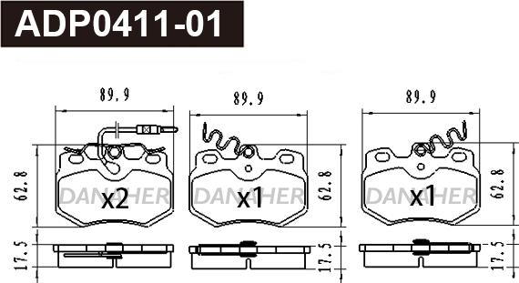 Danaher ADP0411-01 - Гальмівні колодки, дискові гальма autozip.com.ua
