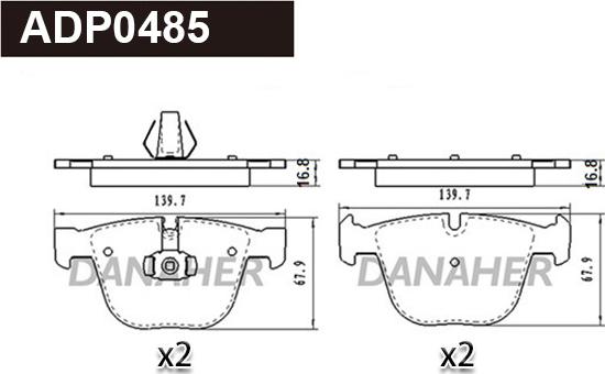 Danaher ADP0485 - Гальмівні колодки, дискові гальма autozip.com.ua
