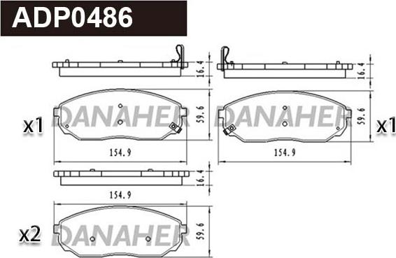 Danaher ADP0486 - Гальмівні колодки, дискові гальма autozip.com.ua