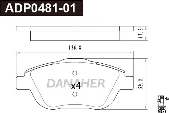 Danaher ADP0481-01 - Гальмівні колодки, дискові гальма autozip.com.ua