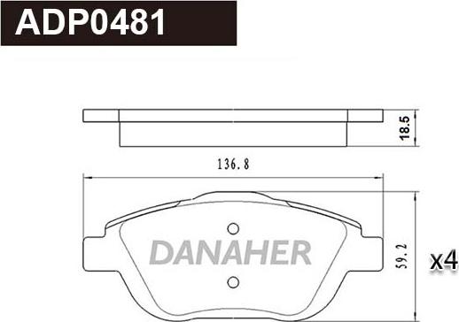 Danaher ADP0481 - Гальмівні колодки, дискові гальма autozip.com.ua