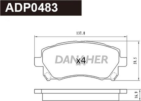 Danaher ADP0483 - Гальмівні колодки, дискові гальма autozip.com.ua