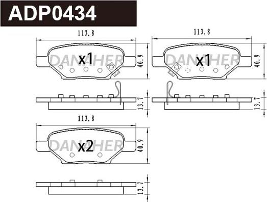 Danaher ADP0434 - Гальмівні колодки, дискові гальма autozip.com.ua