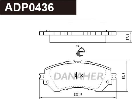 Danaher ADP0436 - Гальмівні колодки, дискові гальма autozip.com.ua