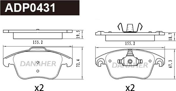 Danaher ADP0431 - Гальмівні колодки, дискові гальма autozip.com.ua