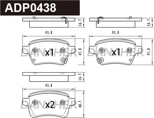 Danaher ADP0438 - Гальмівні колодки, дискові гальма autozip.com.ua