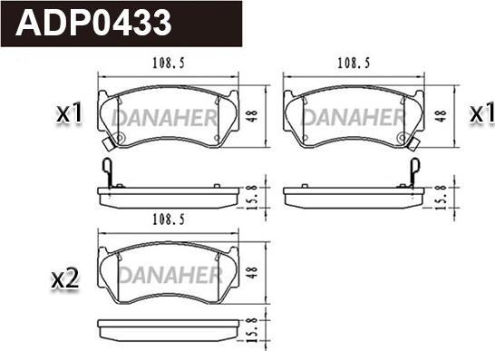 Danaher ADP0433 - Гальмівні колодки, дискові гальма autozip.com.ua