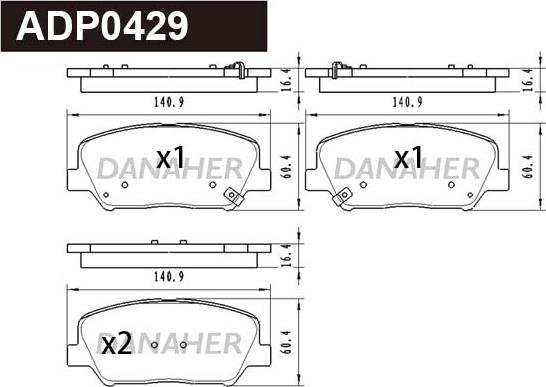 Danaher ADP0429 - Гальмівні колодки, дискові гальма autozip.com.ua