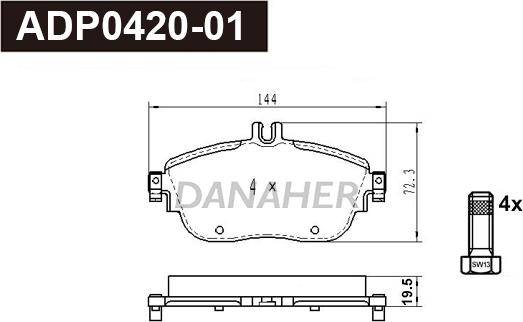 Danaher ADP0420-01 - Гальмівні колодки, дискові гальма autozip.com.ua