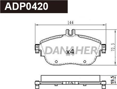 Danaher ADP0420 - Гальмівні колодки, дискові гальма autozip.com.ua