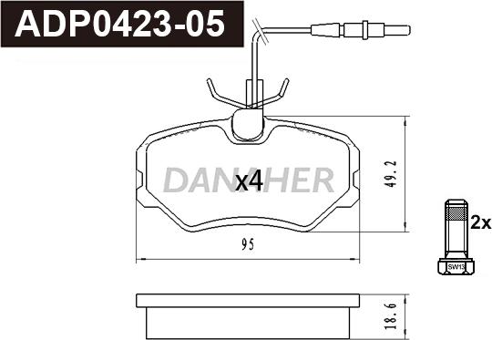 Danaher ADP0423-05 - Гальмівні колодки, дискові гальма autozip.com.ua