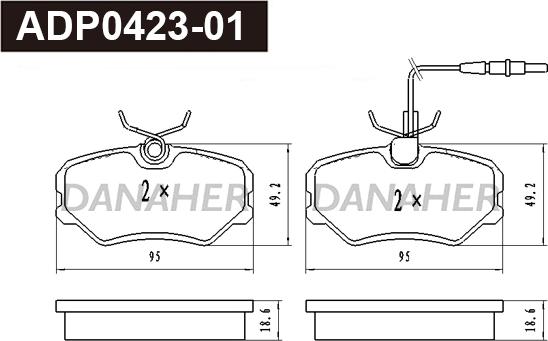 Danaher ADP0423-01 - Гальмівні колодки, дискові гальма autozip.com.ua