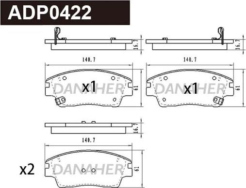 Danaher ADP0422 - Гальмівні колодки, дискові гальма autozip.com.ua