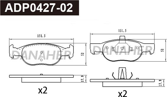 Danaher ADP0427-02 - Гальмівні колодки, дискові гальма autozip.com.ua