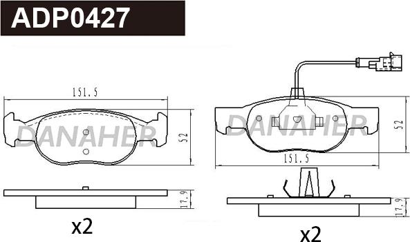 Danaher ADP0427 - Гальмівні колодки, дискові гальма autozip.com.ua