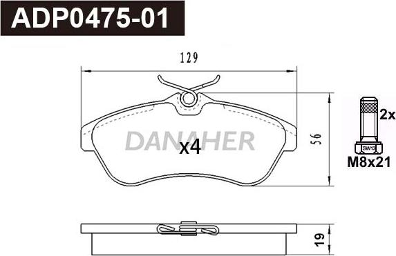 Danaher ADP0475-01 - Гальмівні колодки, дискові гальма autozip.com.ua