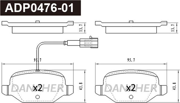 Danaher ADP0476-01 - Гальмівні колодки, дискові гальма autozip.com.ua