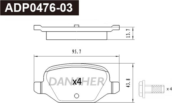 Danaher ADP0476-03 - Гальмівні колодки, дискові гальма autozip.com.ua