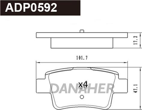 Danaher ADP0592 - Гальмівні колодки, дискові гальма autozip.com.ua