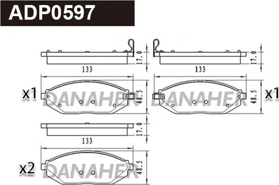 Danaher ADP0597 - Гальмівні колодки, дискові гальма autozip.com.ua