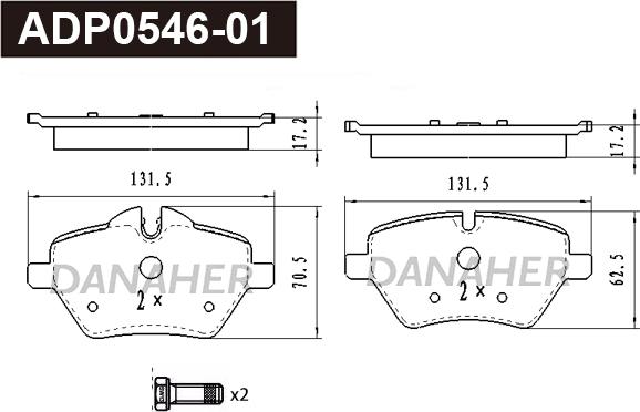 Danaher ADP0546-01 - Гальмівні колодки, дискові гальма autozip.com.ua