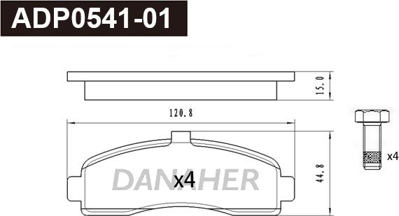 Danaher ADP0541-01 - Гальмівні колодки, дискові гальма autozip.com.ua