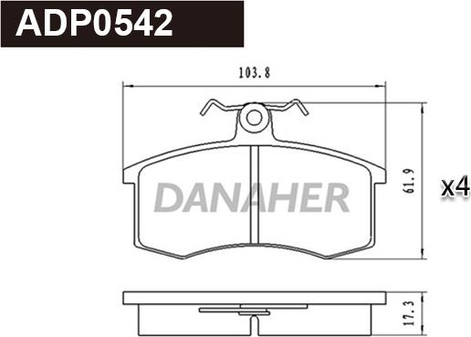 Danaher ADP0542 - Гальмівні колодки, дискові гальма autozip.com.ua