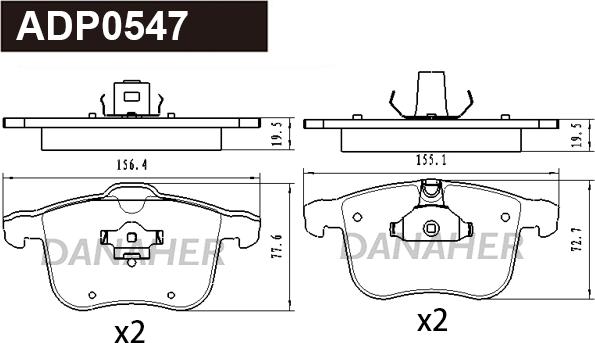 Danaher ADP0547 - Гальмівні колодки, дискові гальма autozip.com.ua