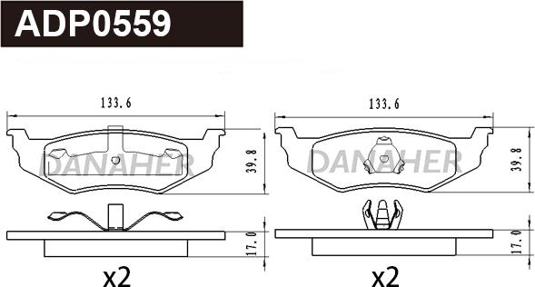 Danaher ADP0559 - Гальмівні колодки, дискові гальма autozip.com.ua