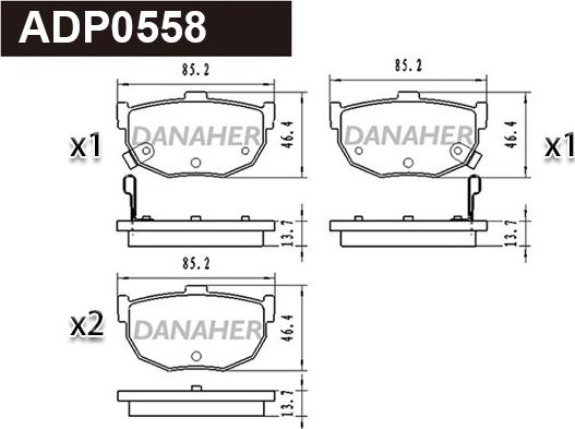 Danaher ADP0558 - Гальмівні колодки, дискові гальма autozip.com.ua