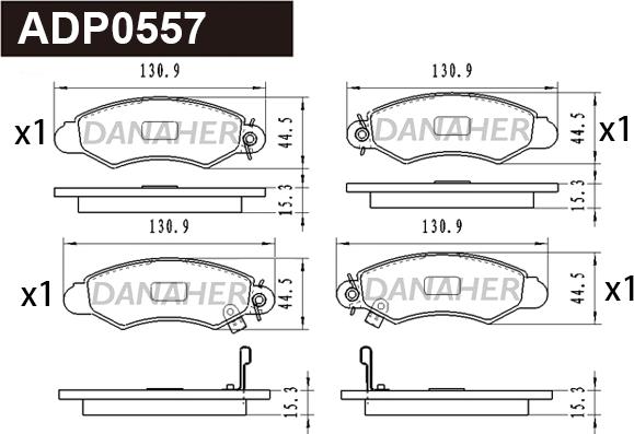 Danaher ADP0557 - Гальмівні колодки, дискові гальма autozip.com.ua