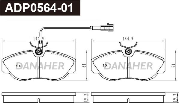 Danaher ADP0564-01 - Гальмівні колодки, дискові гальма autozip.com.ua