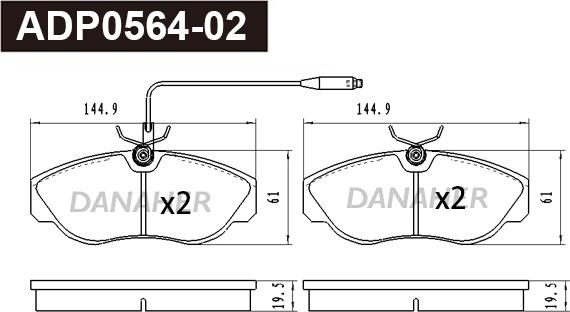 Danaher ADP0564-02 - Гальмівні колодки, дискові гальма autozip.com.ua