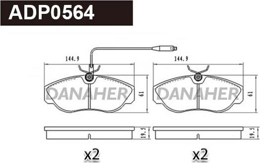 Danaher ADP0564 - Гальмівні колодки, дискові гальма autozip.com.ua