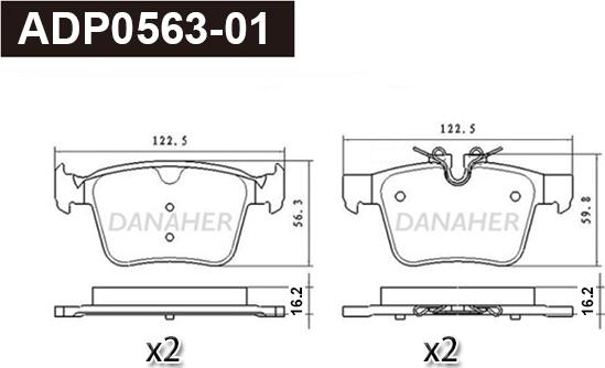 Danaher ADP0563-01 - Гальмівні колодки, дискові гальма autozip.com.ua