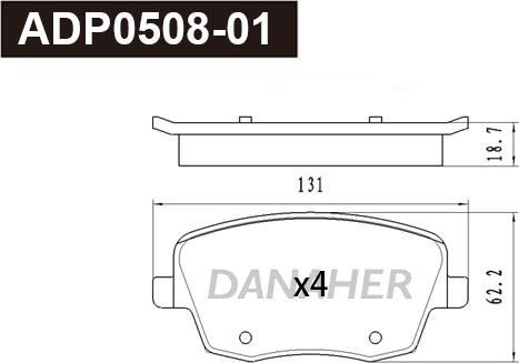 Danaher ADP0508-01 - Гальмівні колодки, дискові гальма autozip.com.ua