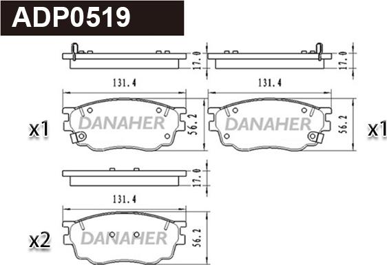 Danaher ADP0519 - Гальмівні колодки, дискові гальма autozip.com.ua