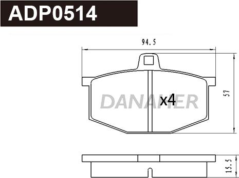 Danaher ADP0514 - Гальмівні колодки, дискові гальма autozip.com.ua